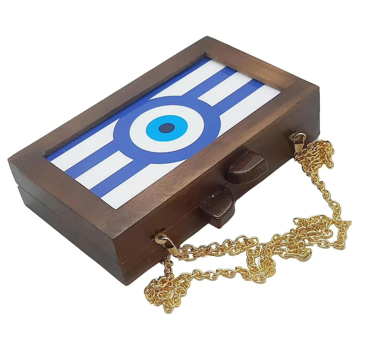 Devika Brown Wooden Slim Rectangular Clutch Bag